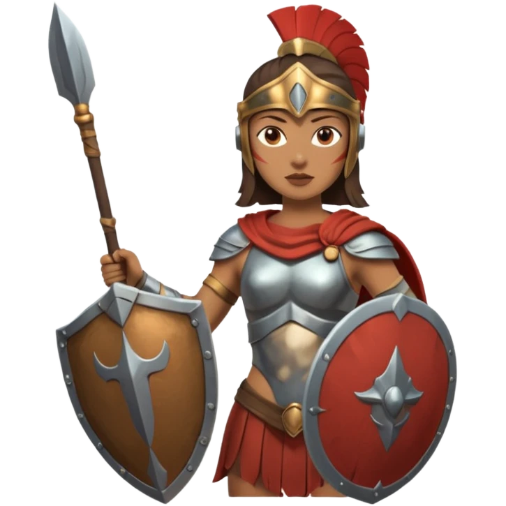 woman spartan warrior holding spear and shield emoji