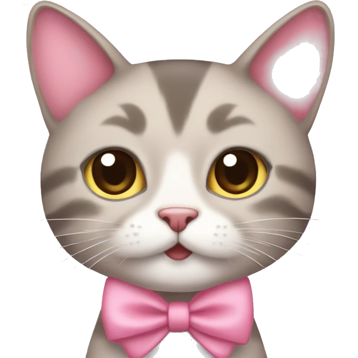 pretty pink bow on cat carttoon style emoji