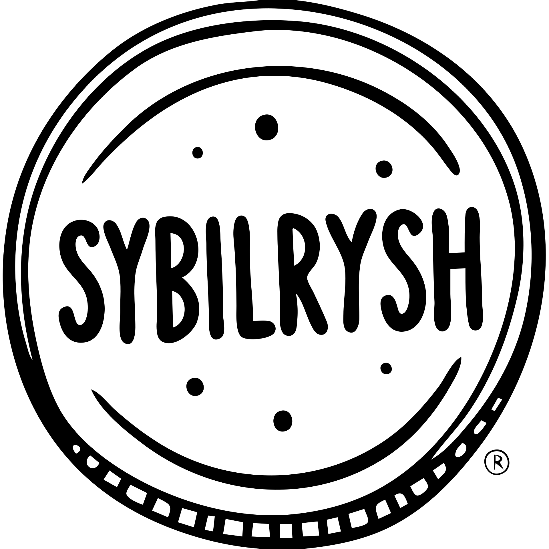 A circular coin with the text "SYBILRYSH" inscribed in the center. The coin has a rim and simple coin detailing. emoji