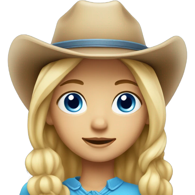 blonde girl with blue eyes cow boy hat emoji