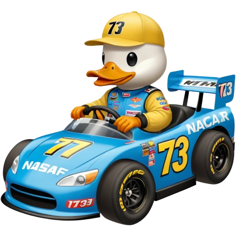 duck driving a nascar number 73 emoji