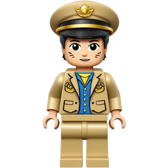 Jotaro Kujo as lego minifigure, full lego figurine view emoji