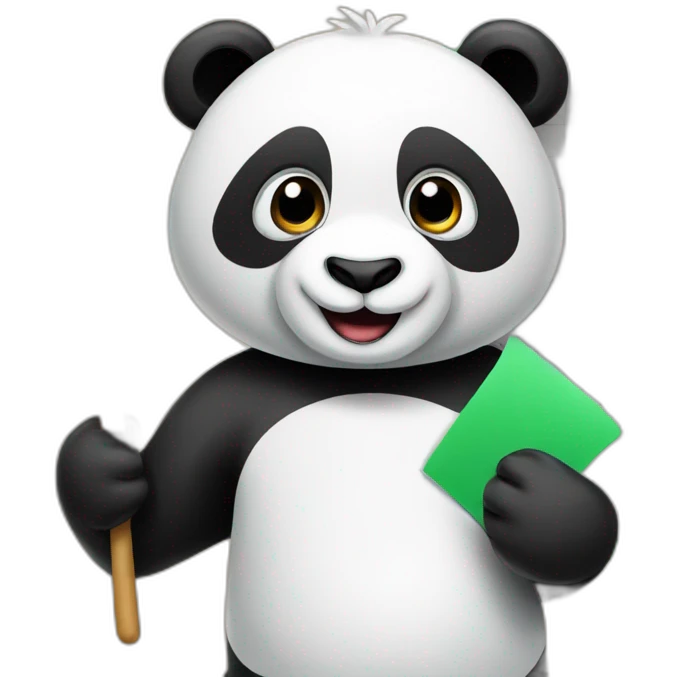 a panda holding a score board emoji