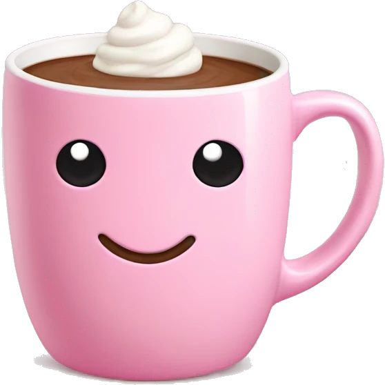 Hot chocolate in baby pink mug emoji
