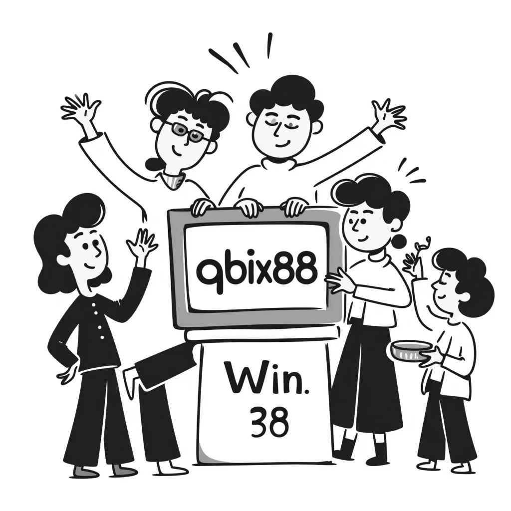 Gaming platform 'qbix88' with large community of players winning together and enjoying benefits emoji