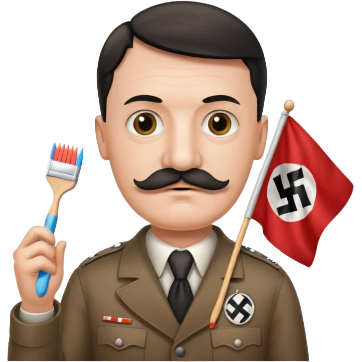 HITLER holding a nazi flag pls and pls turn his BEARD into a toothbrush mustache emoji