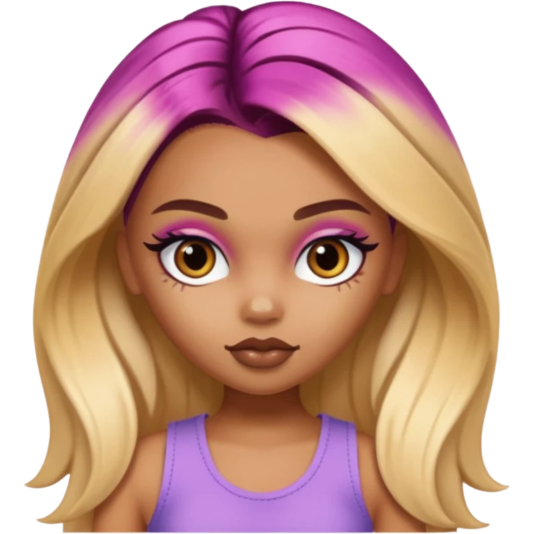 pretty bratz baddie with split dye hair emoji