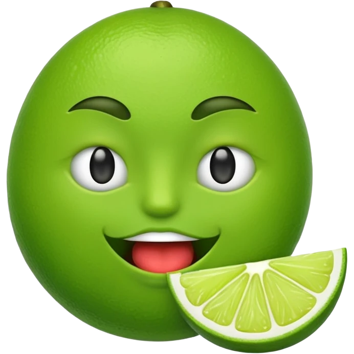 emoji with green lips holding lime in its mouth emoji