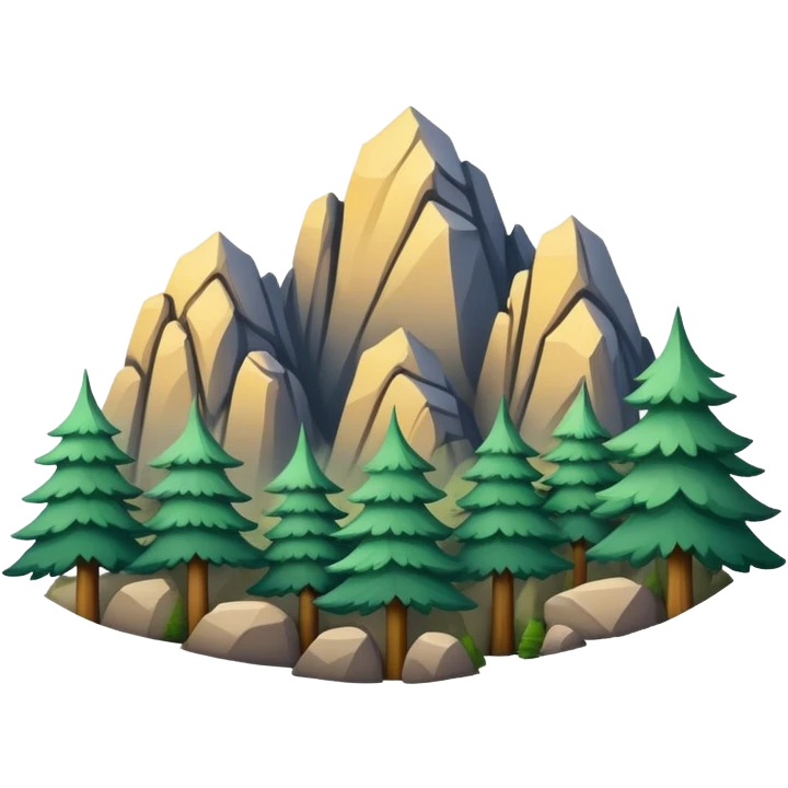Yellow Mountain Huangshan misty peaks, simplified emoji style with bold outlines and bright colors, cartoon style mountain peaks with pine trees emoji