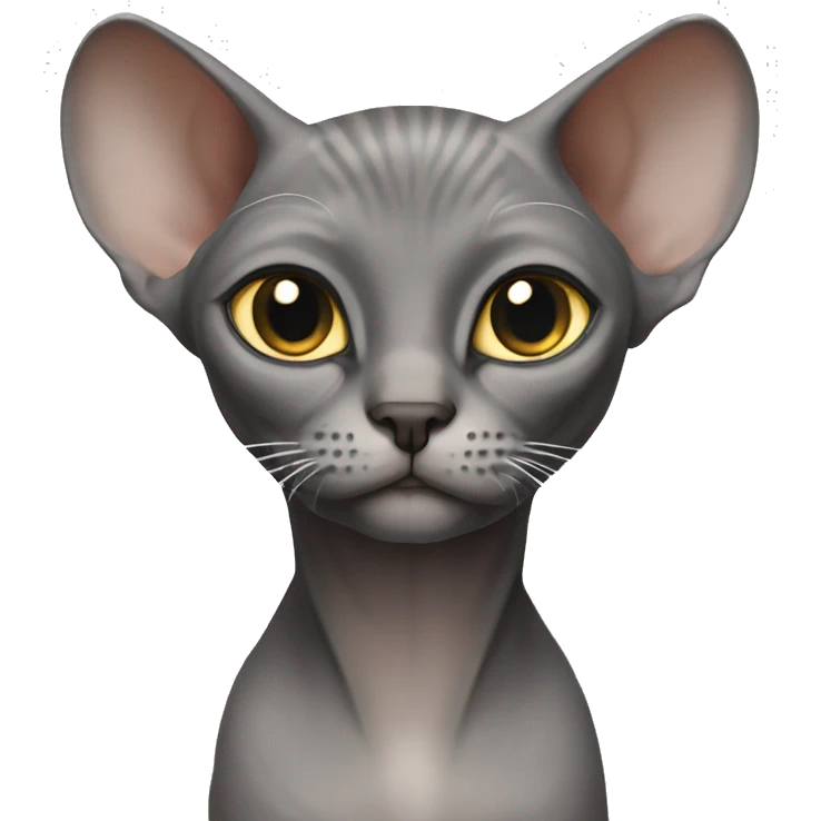 The Sphinx cat is grey with a white belly emoji