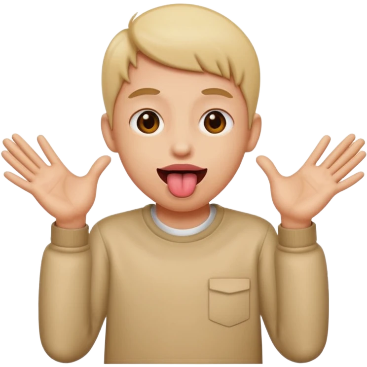 tongue out with hands to the side emoji