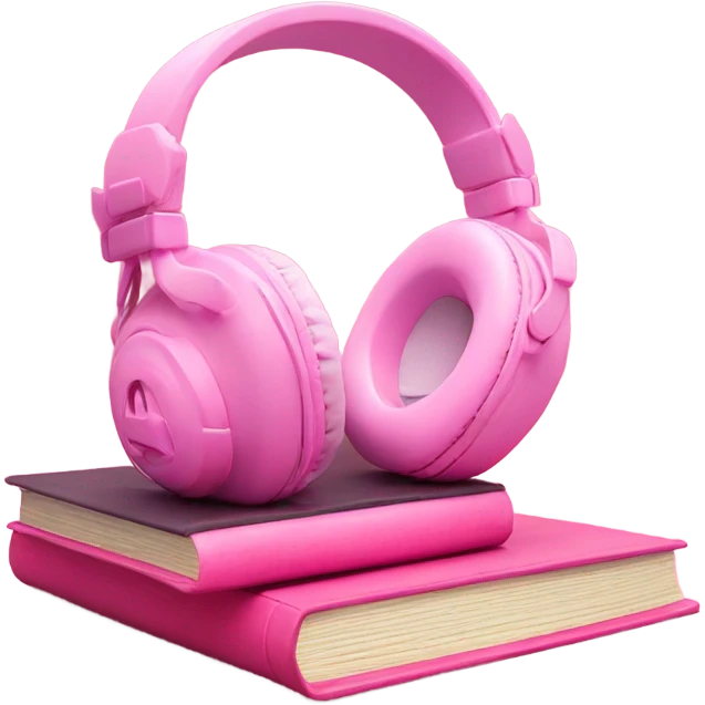 pink head phones on top of pink book and pink bow emoji