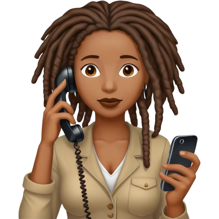 Black woman with locs on the phone emoji