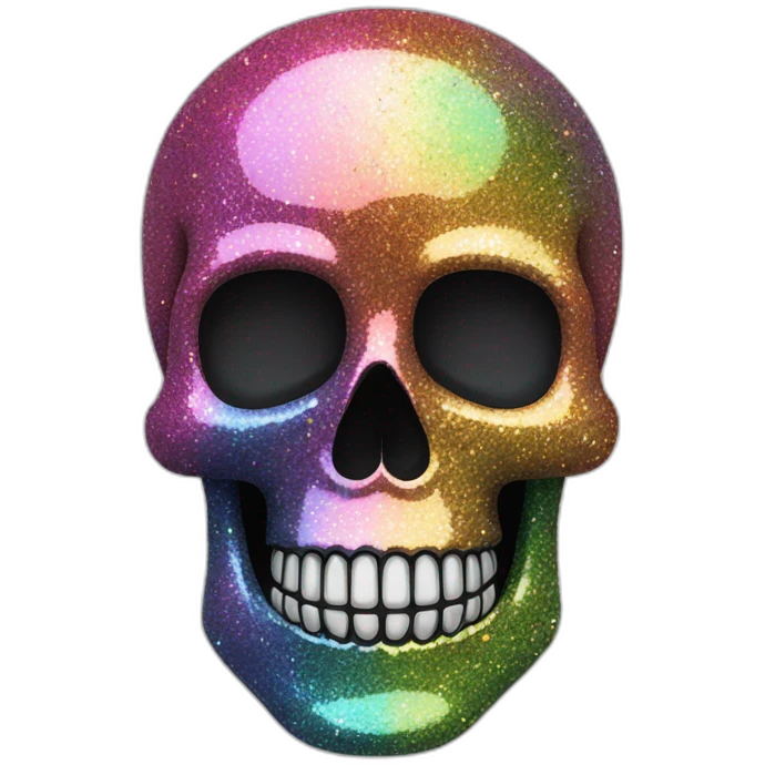 Rainbow glitter sparkle skull emoji