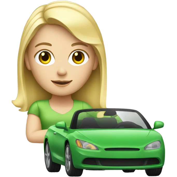 Blonde white girl driving green car  emoji