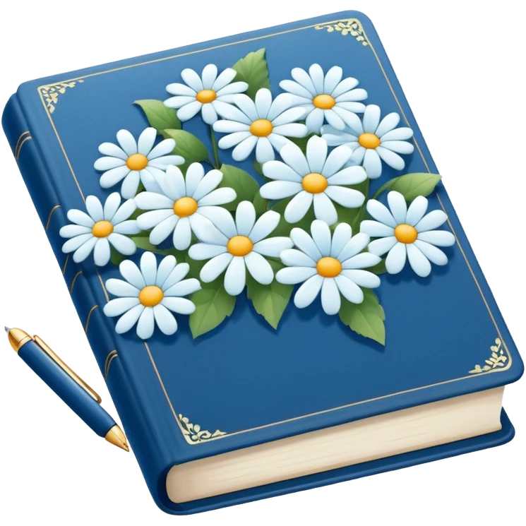 Blue book and white flowers emoji