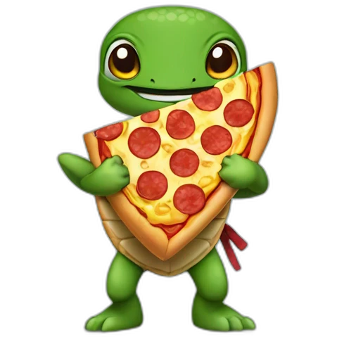 Turtle ninja with a big pizza emoji
