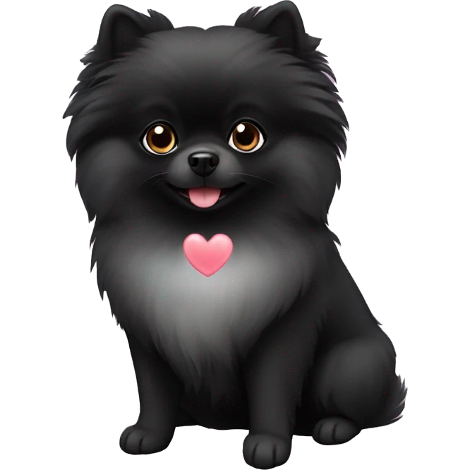 Black Pomeranian with hearts emoji