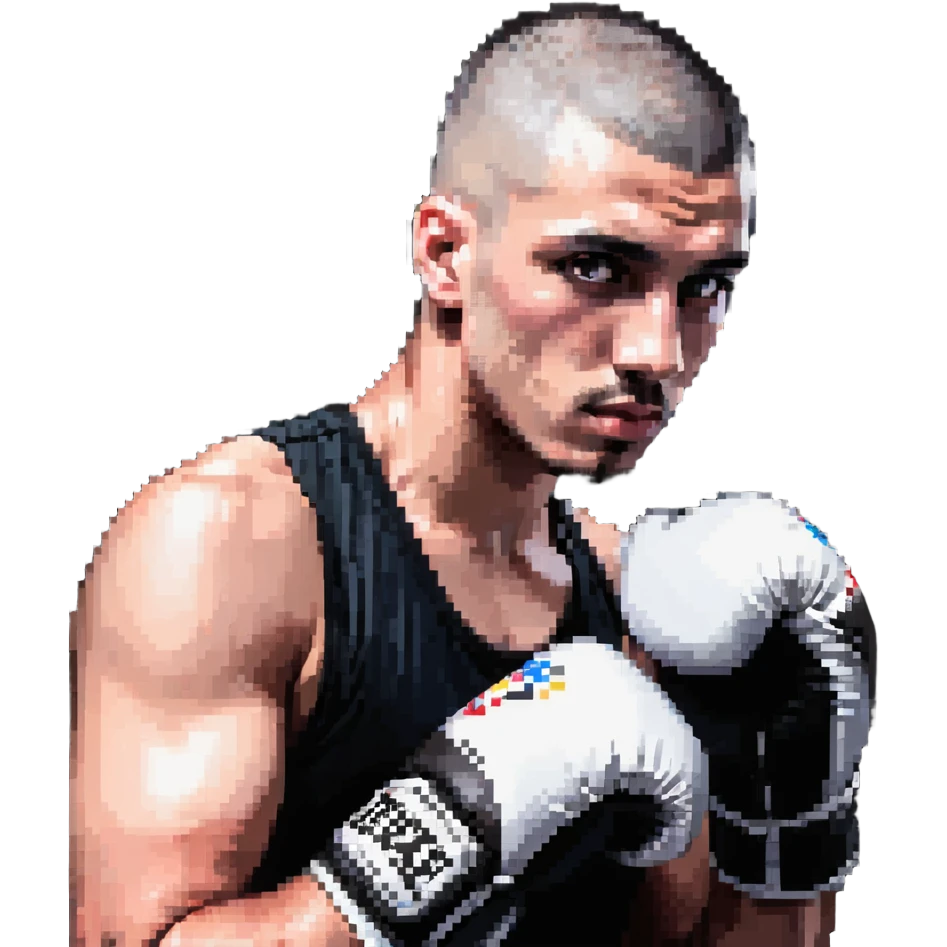 white man with dark hair, dark eyes, buzzcut faded haircut, wearing boxing gloves emoji