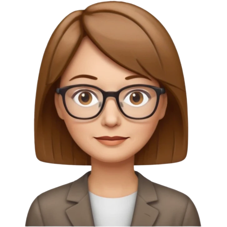 woman 50 years old, light brown hair, short straight hair, wearing glasses emoji