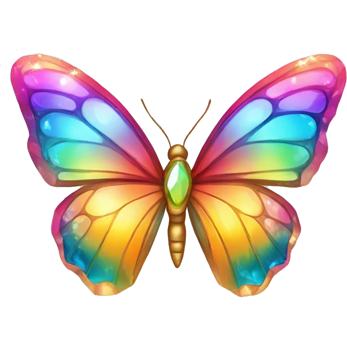 One Shiny-Colorful-Iridescent-Sparkle-Rainbow-Gradient-Crystal-Gem-Butterfly-Crystal-Fly emoji