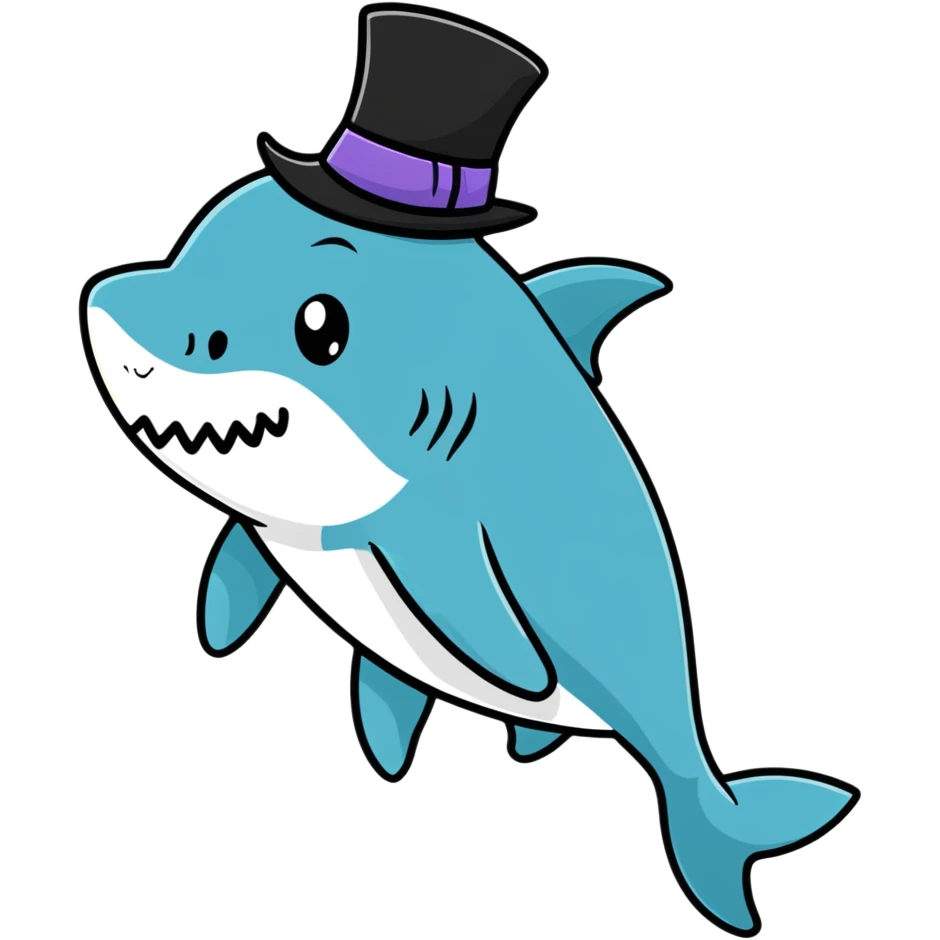 Shark with a top hat emoji
