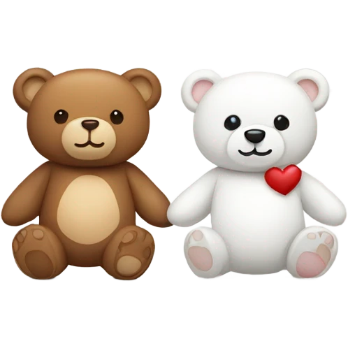 brown teddy bear and white teddy bear in love emoji