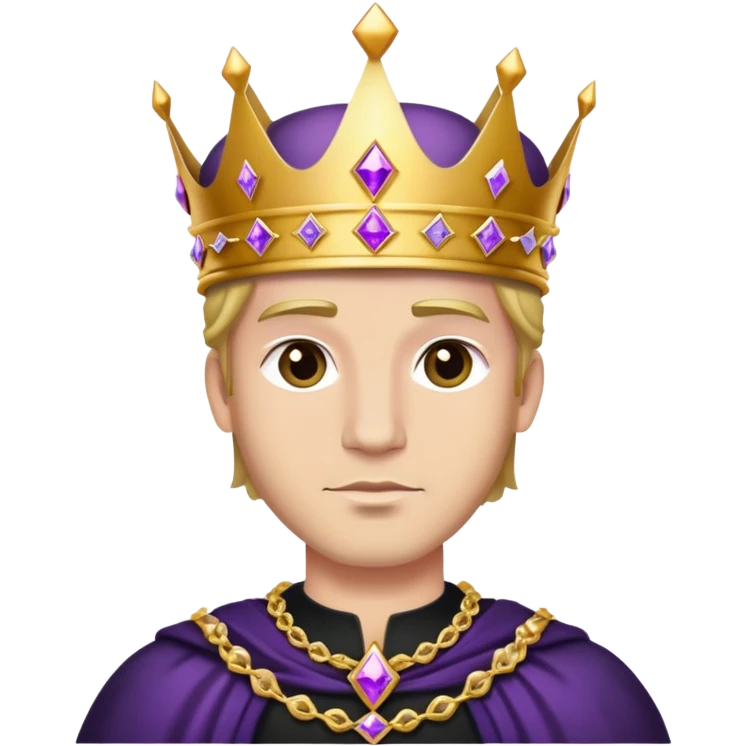 King, golden crown, black clothes, purple diamonds  emoji