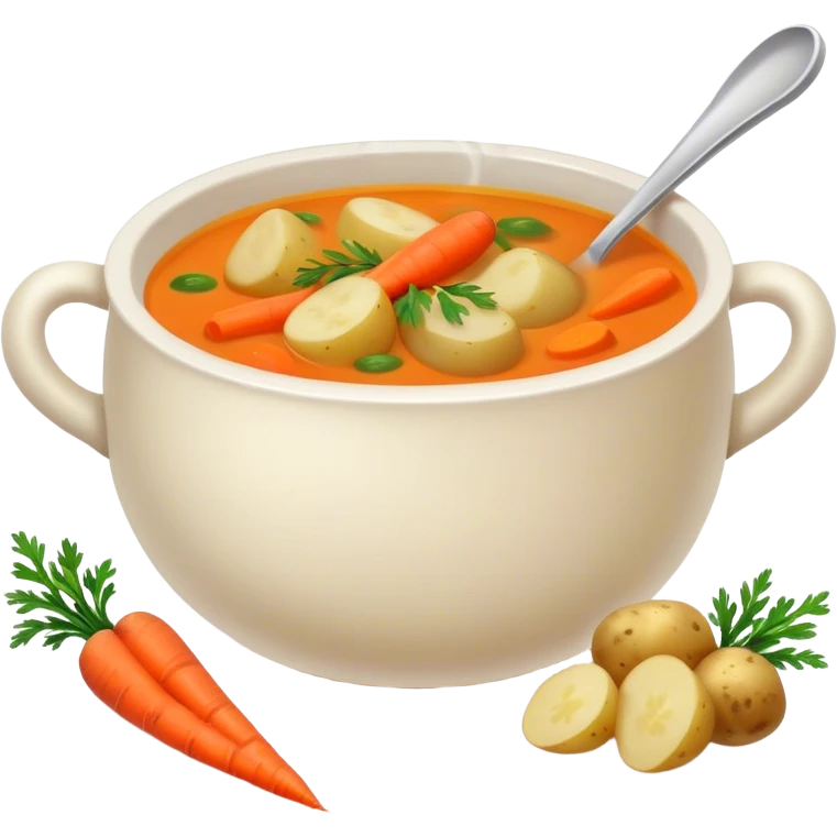 hot soup with potatoes, carrots emoji