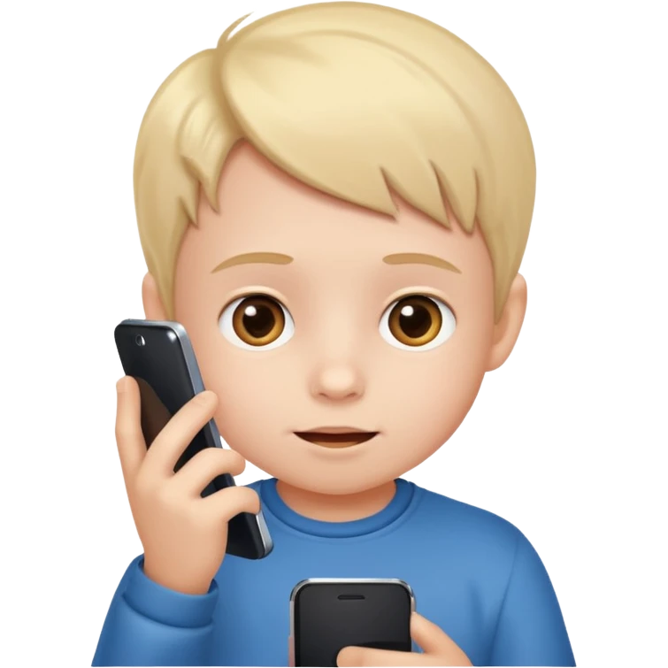 little kid with phone emoji