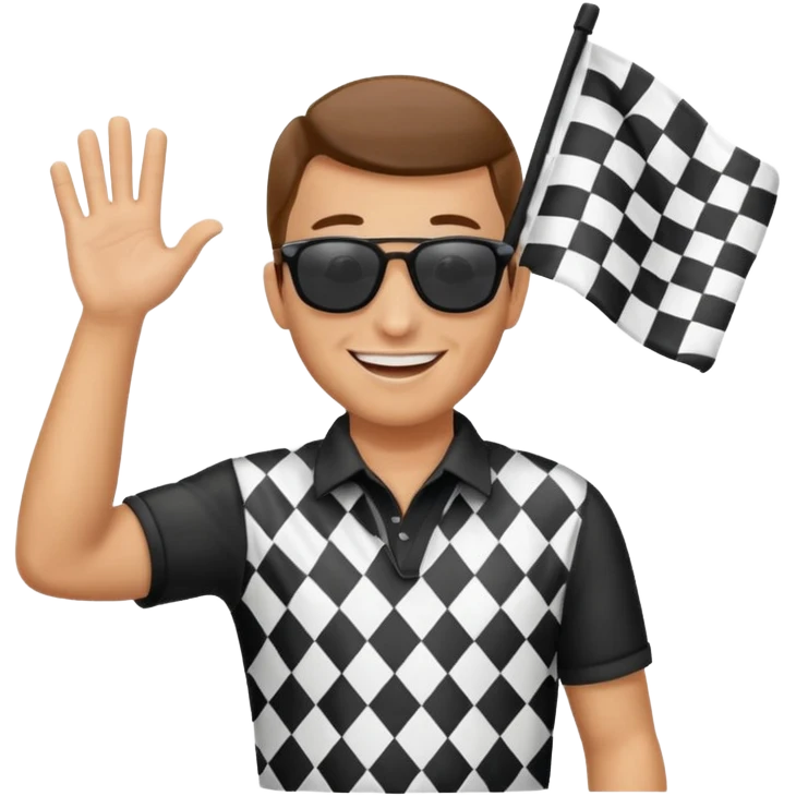 SONO UN DIRETTORE DI GARA AUTO E SBANDIERO CON LA BANDIERA A SCACCHI emoji