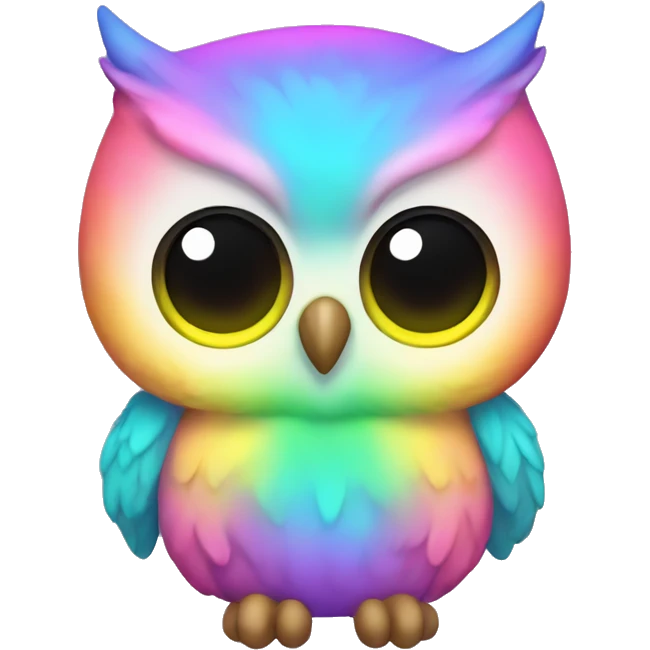Chibi pastel rainbow owl with neon shirt   emoji