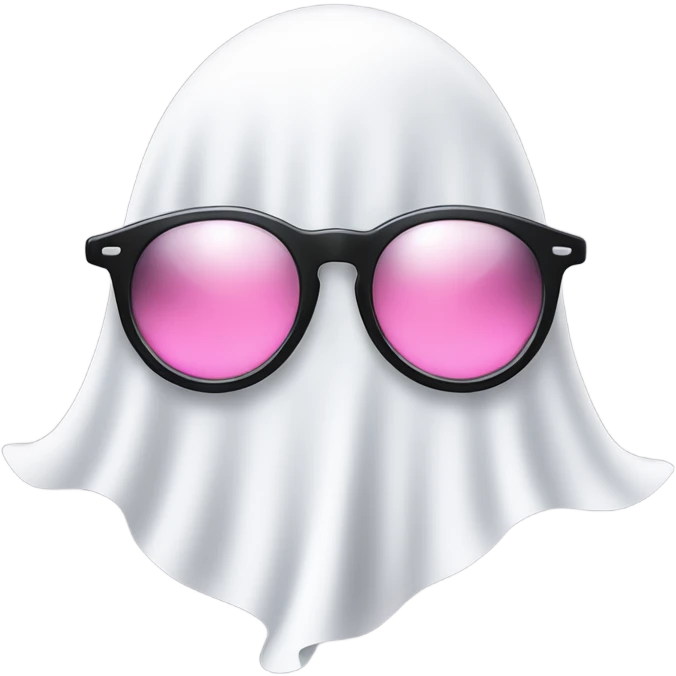 Ghost with pink hearts on its white sheet wearing black sunglasses ￼ emoji