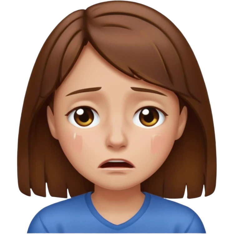 Brown hair girl, girly girl, crying  emoji