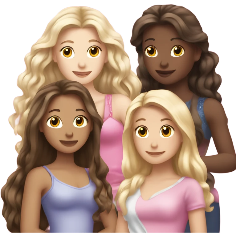 Three 25 year old girls, all with long hair, two brunette, one blonde. All with tiaras on. One of the brunette girls is cuddling a big rat. They are all wearing pink.  emoji
