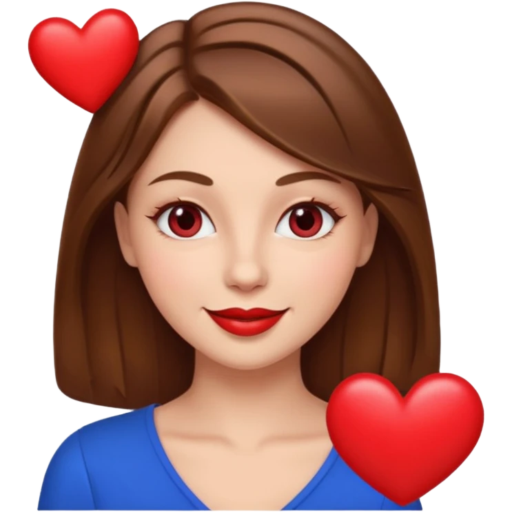 brownhaired woman with red lips and hearts in eyes emoji