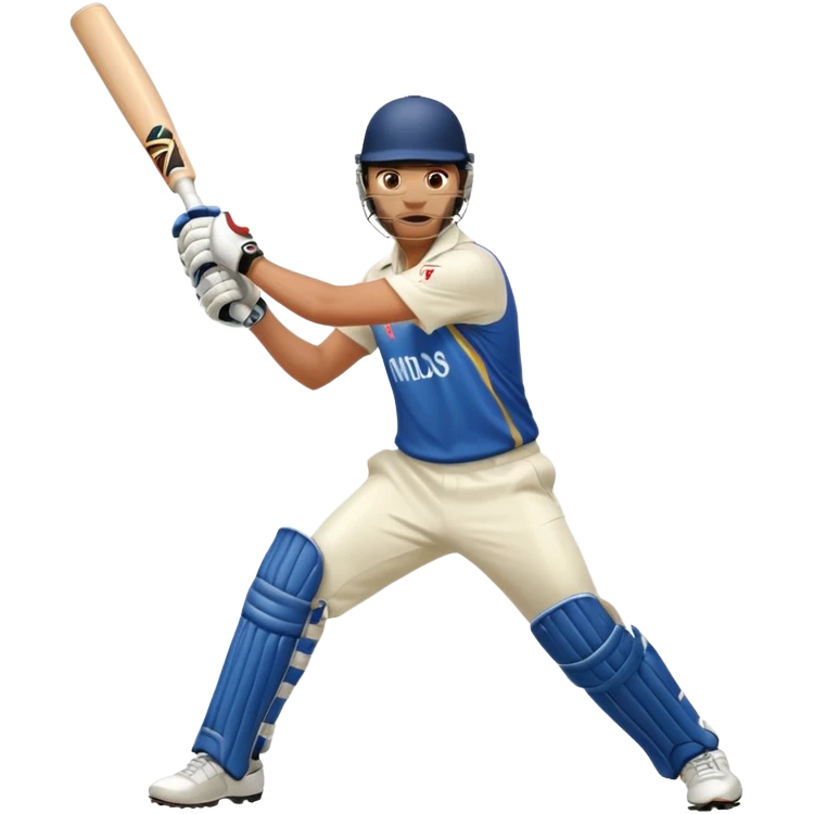 Right handed cricketer playing a cover drive shot with a cricket bat emoji