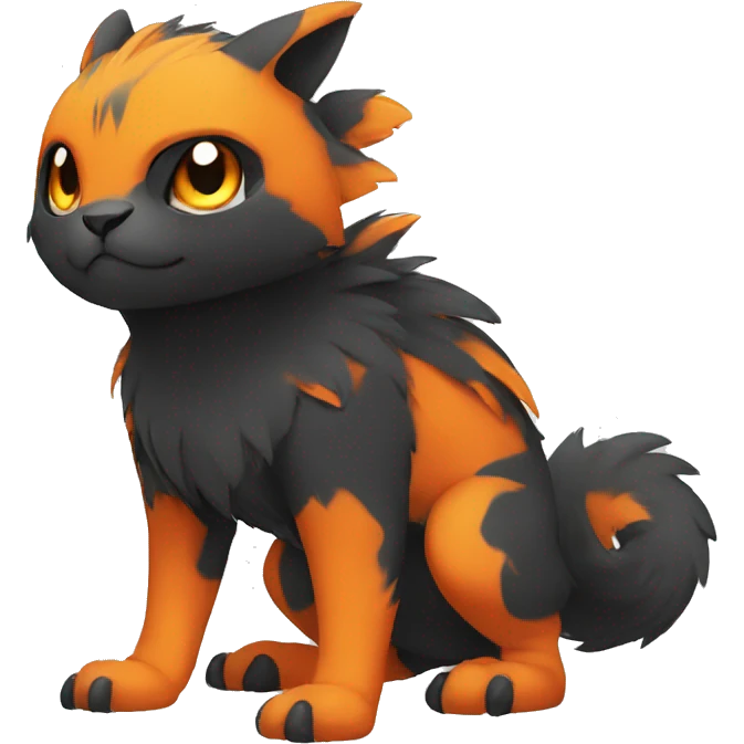 Cute cool black orange animal hybrid Fakemon full body emoji