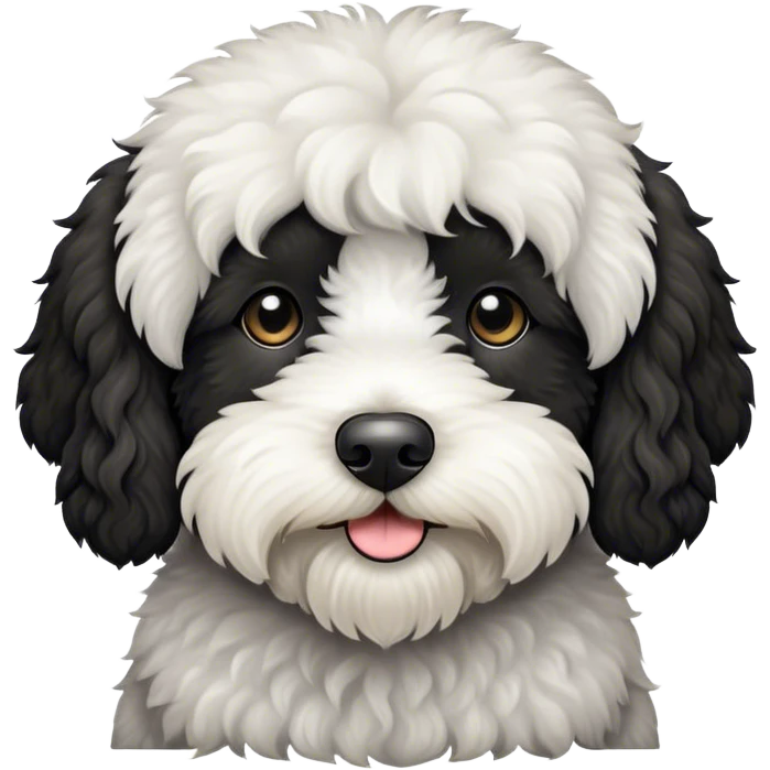 Labradoodle, black and white emoji