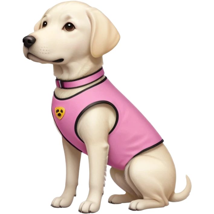 White Labrador service dog with a pink vest emoji