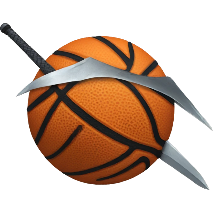 Evil basketball with sword emoji