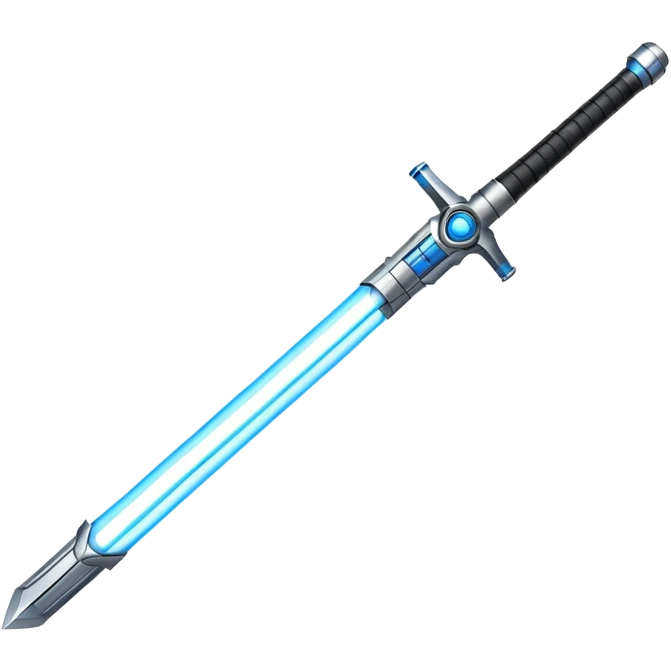 lightsaber with glowing blue blade and simple hilt emoji