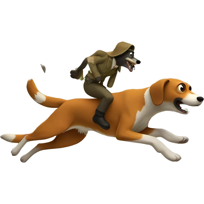 Foxhound chasing raccoon emoji