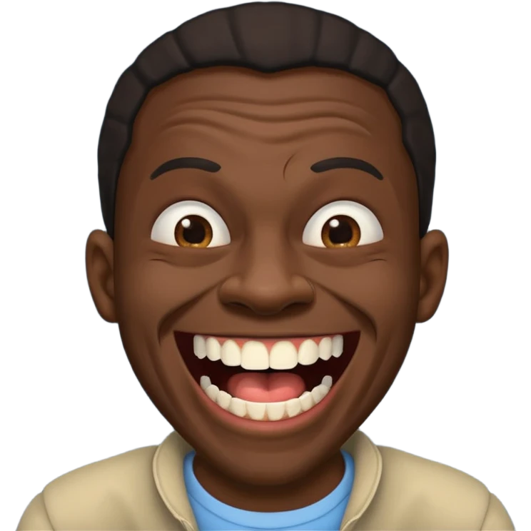 A black habshi man with ugly crooked broken teeth laughing emoji