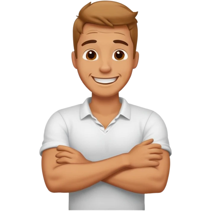 arms crossed holding neck laughing guy emoji
