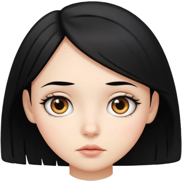 A girl with black hair giving curious eye look emoji