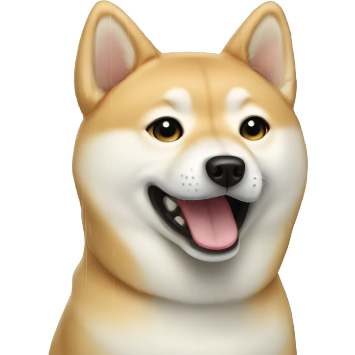 Cream Shiba cry rain emoji
