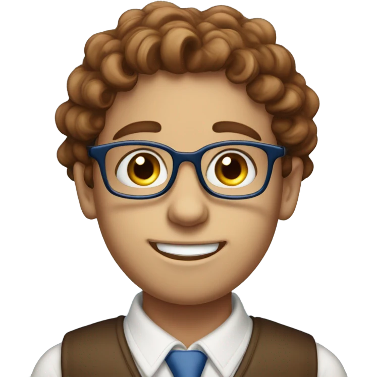 Chesnut hair blue eyes studious Jewish boy with glasses  emoji