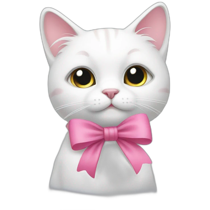 White cat with a pink bow emoji