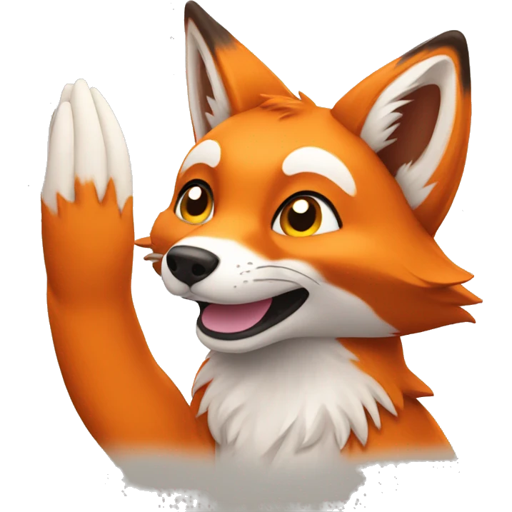 fox greeting with waving paws emoji